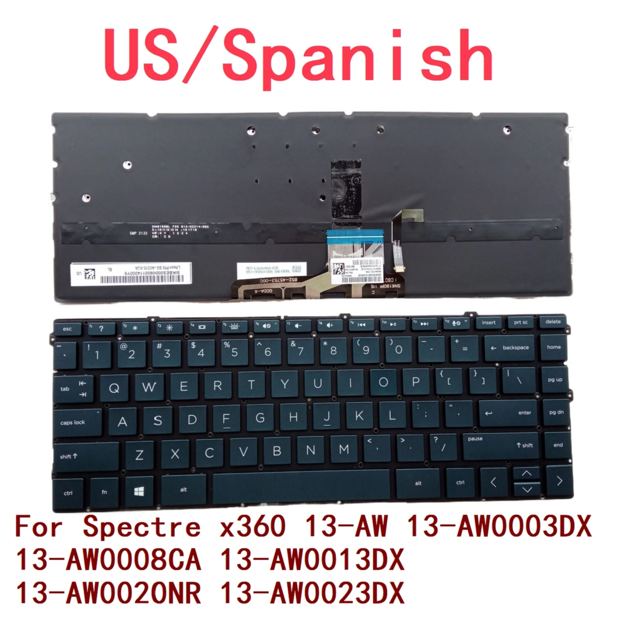 New US Spanish Laptop Backlit Keyboard For HP Spectre x360 13-AW 13-AW0003DX 13-AW0008CA 13-AW0013DX 13-AW0020NR 13-AW0023DX