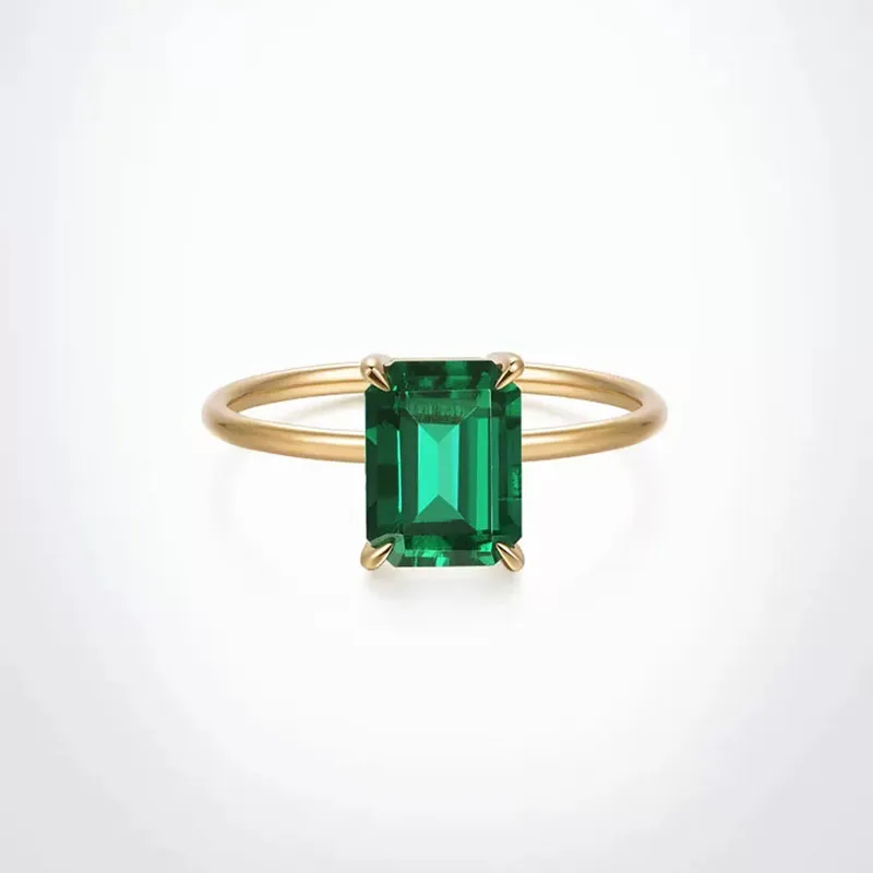 

CxsJeremy 1.5ct Lab Grown Emerald 6*8mm Solitaire Emgagement Ring 14K Yellow Gold for Women Fine Jewelry Anniversary Gifts