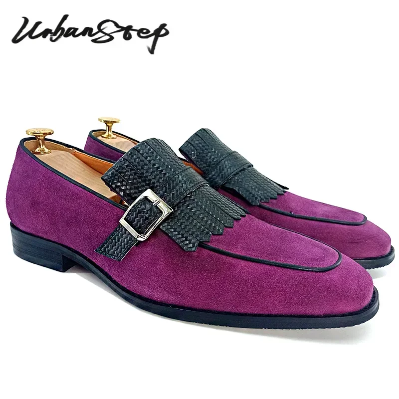 

LUXURY MEN LOAFERS SHOES SUEDE TASSELS BUCKLE STRAP SLIP ON CASUAL DRESS MAN SHOES WEDDING OFFICE LEATHER SHOES FOR MEN