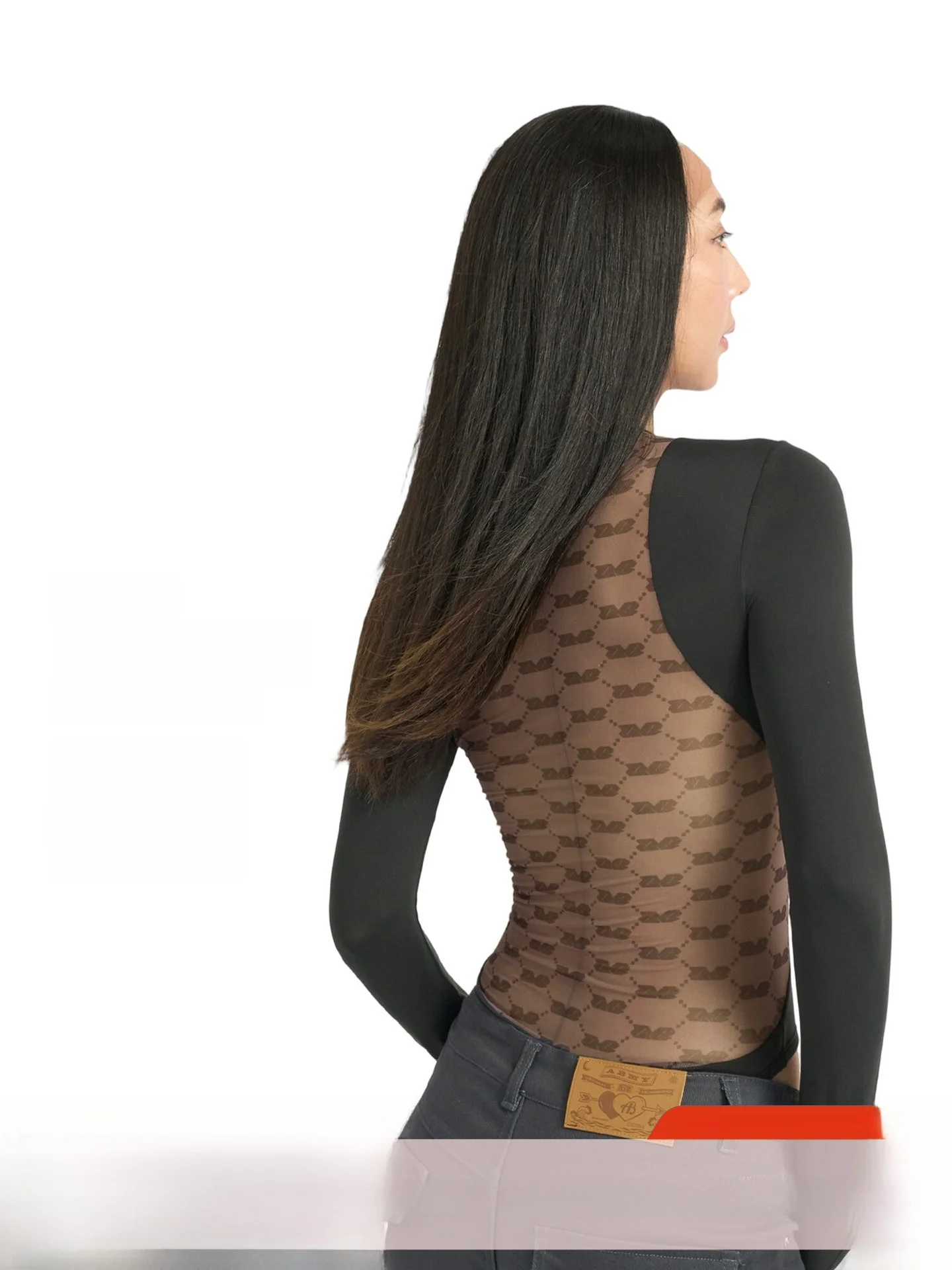 

Женский легкий боди ABMY Oxygen серии Long Sve с высокой эластичностью, сетчатыми вставками, дышащим эффектом и облегающим кроем.