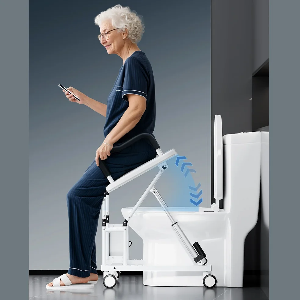 Smart Electric Raised Toilet Seat for Seniors with Armrests - Commode Lifter with Tool-Free Setup & Non-Slip Surface