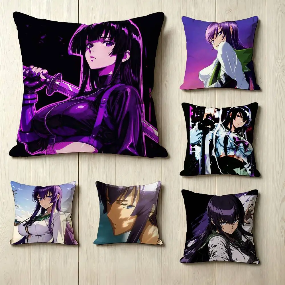 H-Highschool of the Dead B-Busujima Saeko  Pillow Case Square Double-Sided Sofa Cushion Cover Bedroom Bedside Pillow