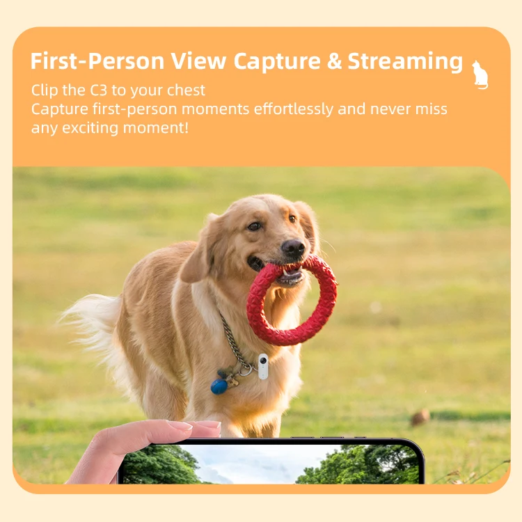 Mini Wireless Cat Collar Camera 1080P HD Magnetic Motion Sensor Pet Camera with Phone APP