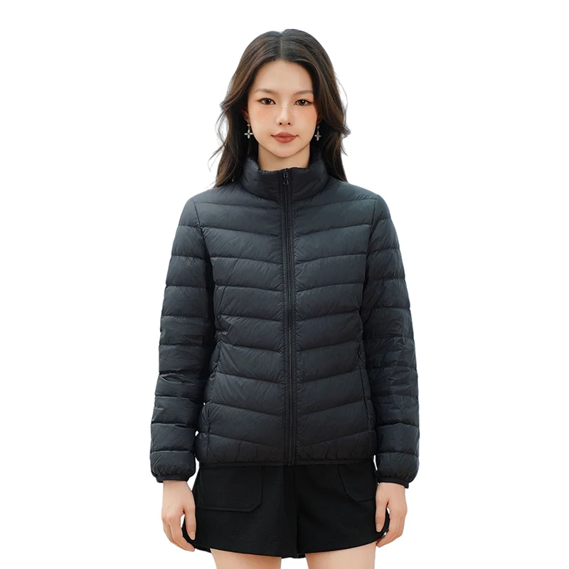 เสื้อแจ็คเก็ตผู้หญิงสำหรับฤดูใบไม้ผลิและฤดูหนาว แฟชั่นน้ำหนักเบาพิเศษ พับเก็บได้ เสื้อพัฟเฟอร์ 8 สี เสื้อโค้ทกันหนาวแบบเกาหลี ทรงเข้ารูป ไซส์ 3XL