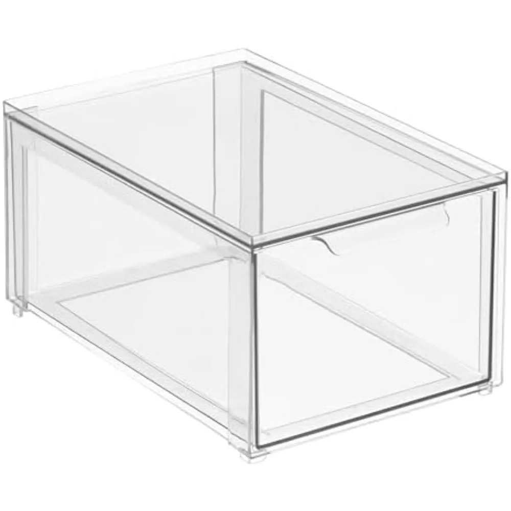 صناديق تنظيم الأدراج البلاستيكية القابلة للتكديس للخزانة والخزانة والمكتب والرف والخزانة وتخزين الخزانة