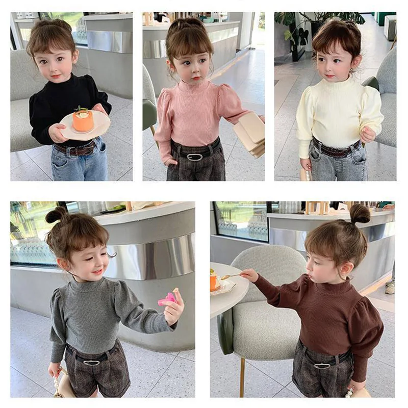 

Autumn 1-6Year Children's clothing autumn outfit new princess sleeves Korean version casual children's T-shirt baby base shirt