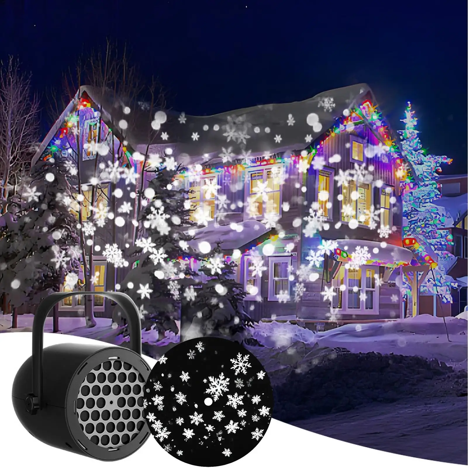 Luces de proyector de copo de nieve LED decoraciones navideñas lámpara de escenario giratoria 2025 Navidad fiesta de año nuevo vacaciones