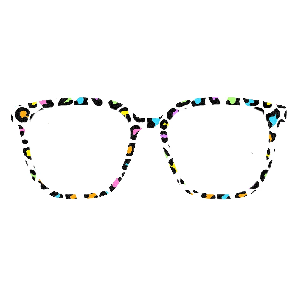 Trendy Rainbow Leopard Print Square Eyeglass Frames Women Fashion Colorful Leopard Pattern Optical Glass Frame Eyewear Accessory