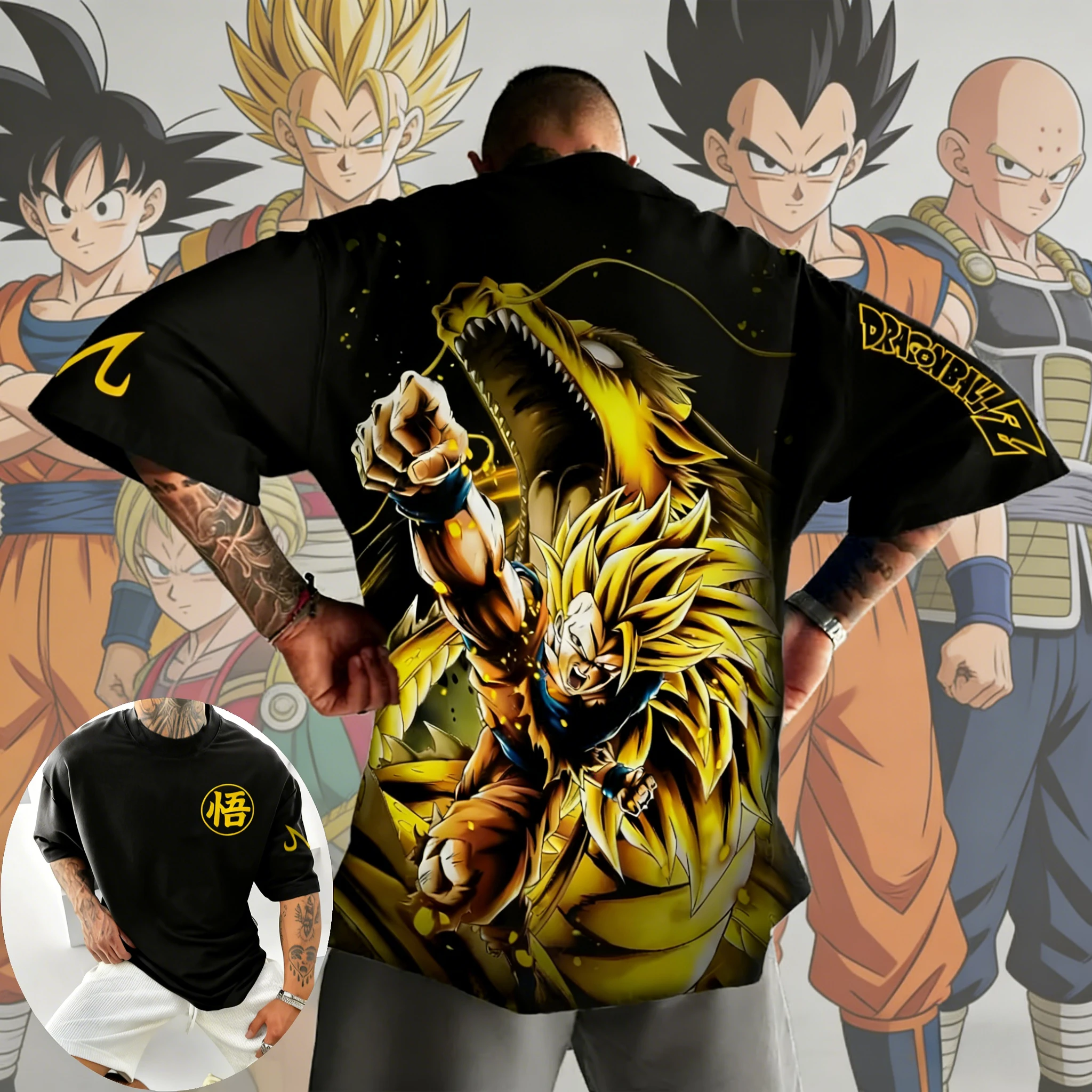 2026 Neues Sommer-T-Shirt zum 40. Jubiläum von Dragon Ball mit Son Goku, 100% Baumwolle, Anime-Print, Übergröße, Lässige Streetwear, Unisex, Y2K