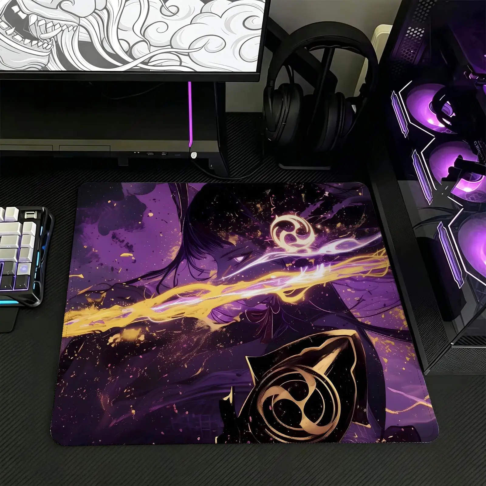 Genshin Impact Raiden Shogun Regular gaming mouse pad  Office mouse pad Laptop desk mat Stitched edge S/M/L size mouse pad