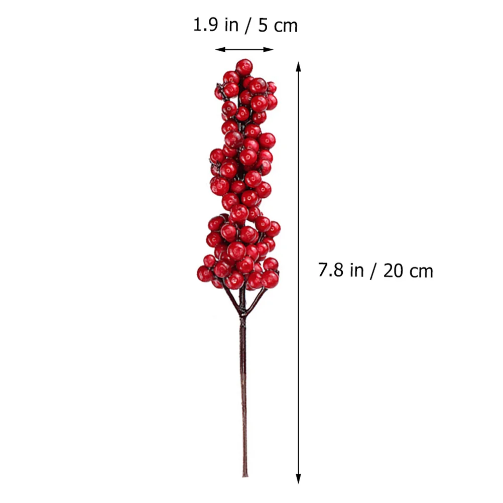 

24Pcs Red Berry Stems Artificial Berry Plant Foam Plastic Material Christmas Tree Decoration Wreath Vase Decor Holiday Party