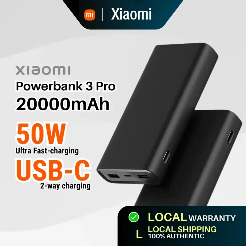 Xiaomi Power Bank 3 20000mAh PB200SZM 50W Pro Max Mi Portable Fast Charging Extermal Battery Powerbank Quick Charger