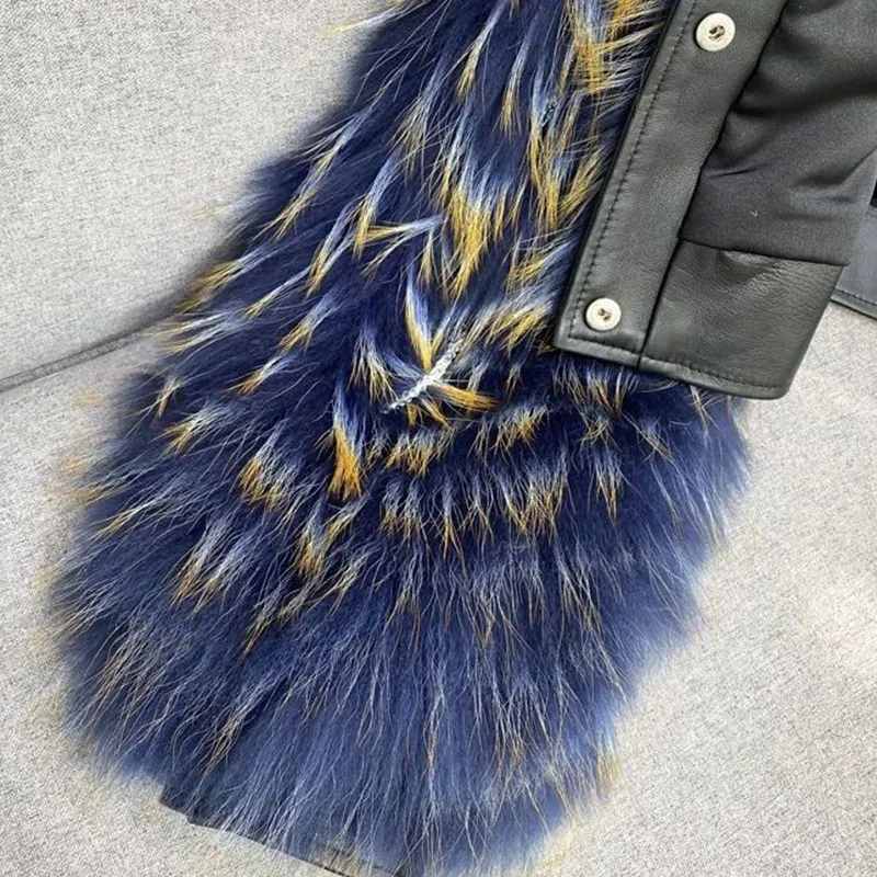 New Women's Dress Imitation Raccoon Hair Woven Fur Coat Autumn Winter cold Warm Jacket Coat High-Grade Female Fur One Fur Coats