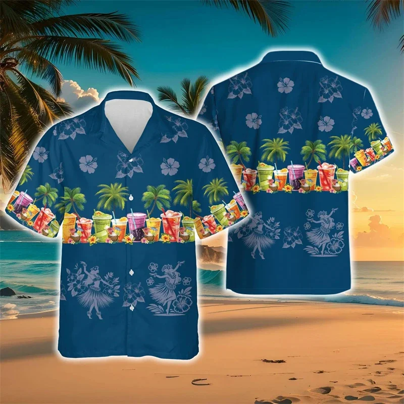 Summer Hawaiian 3D Printed TropicalHula Shirts Night Party Graphic Short Shirts For Men Kid Fashion Shirts Blouses Clothing Top