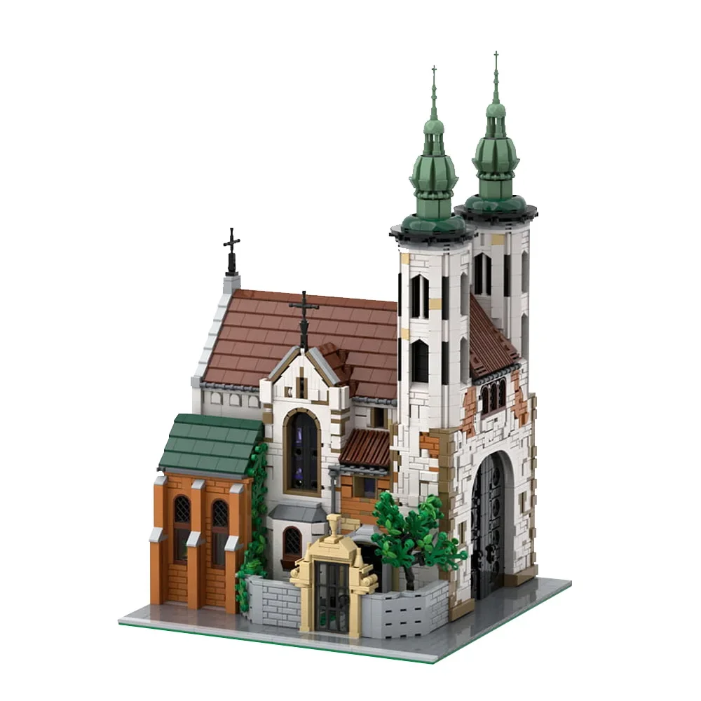 

MOC Modular Andrew's Church Building Blocks Model Medieval Andrew's Church Architecture Street View Bricks Assembly Toys Gifts