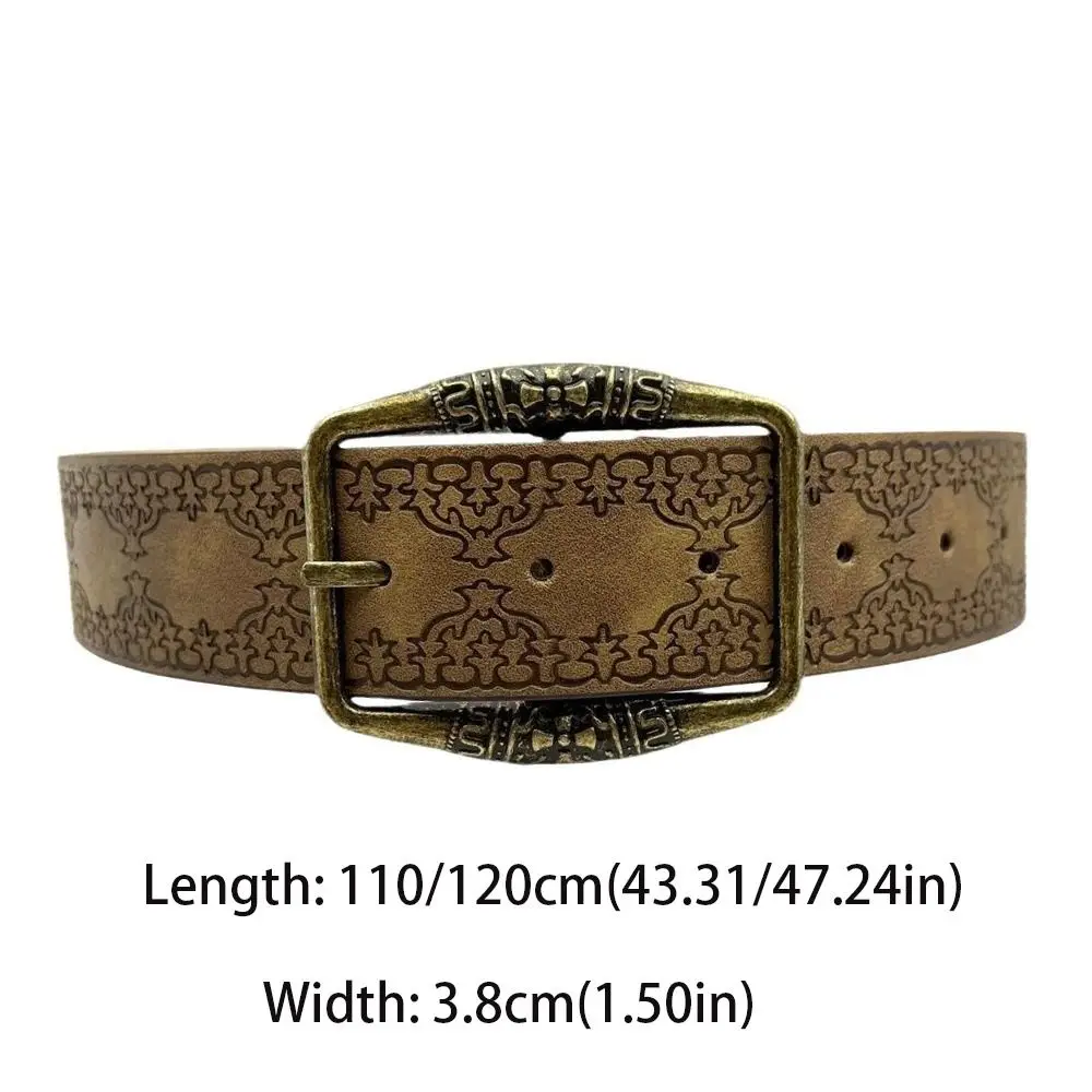 Модный ретро-ремень Y2K Senior Sense, коричневый пояс из искусственной кожи с пряжкой, широкий национальный ветровой джинсовый ремень