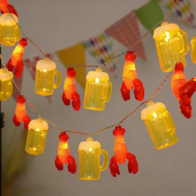 Bierglas, Hummer, Nachtmarkt, Stände, Lichterkette, Feenlampe, Sommerparty, Urlaub, Camping, Heimdekoration, LED – Detail 10