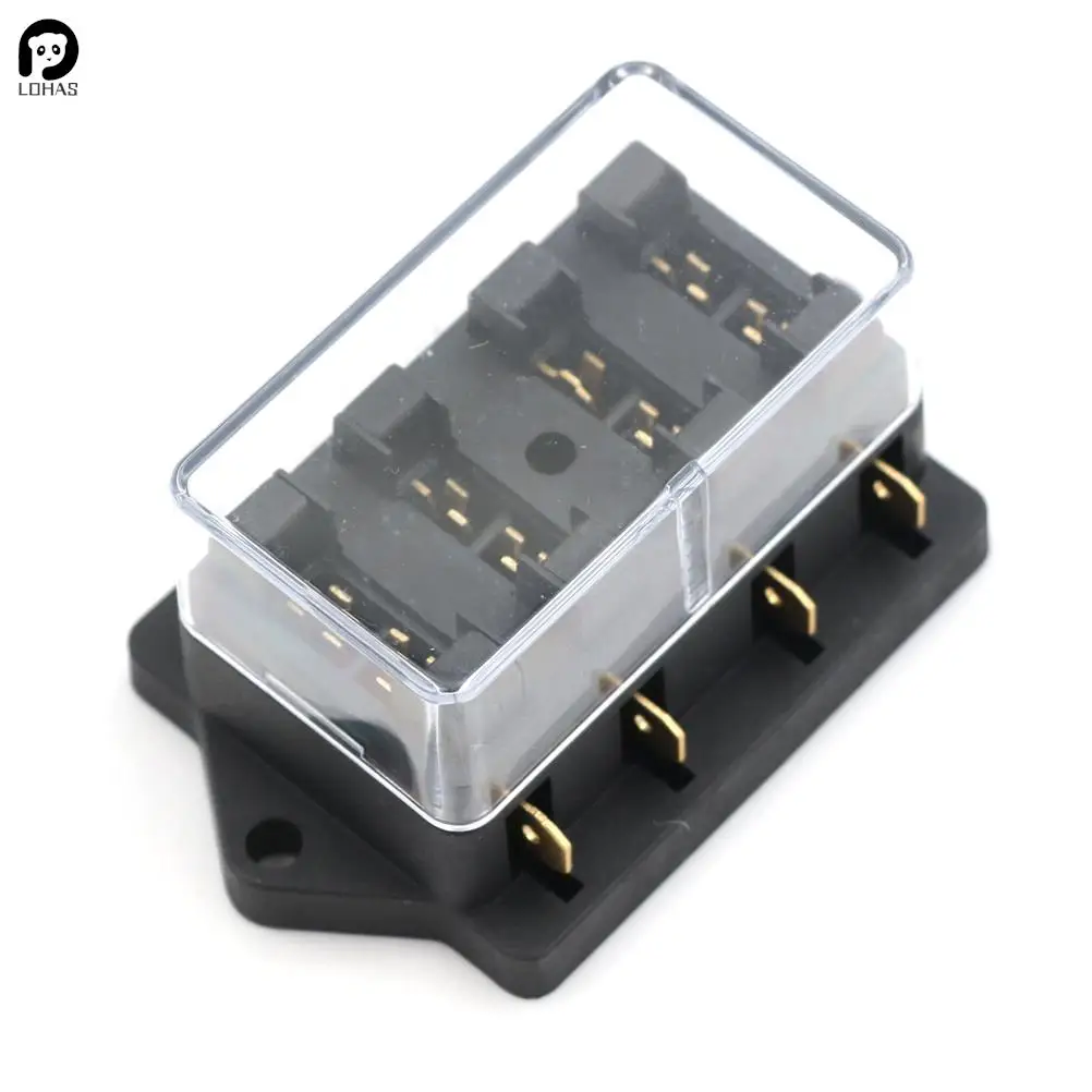 4 Way Circuit Standard ATO Blade Fuse Box DC 12V/24V Car Fuse Block Holder Varied Way Flat Plate Fuse Box Car Fuse Accessory