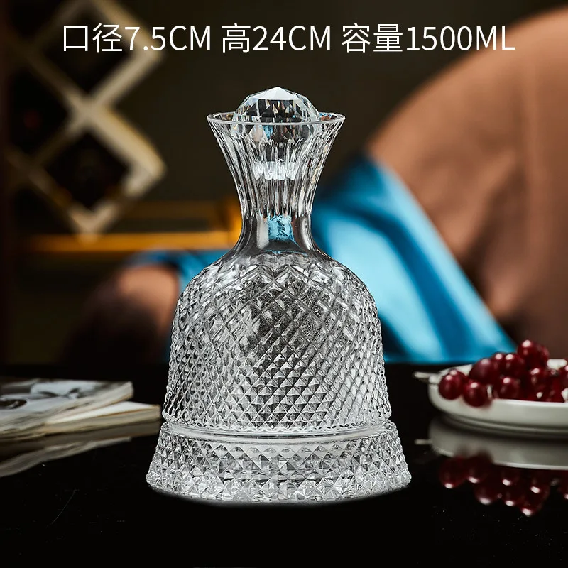 DEOUNY 1500ML Rotate Whisky Wine Decanter Lead-free Crystal Wine Pourer Carafe Thickened Wine Dispenser Pot Bar Accessories 5