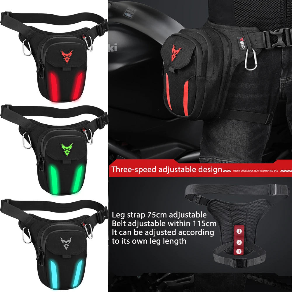 

LED Motorcycle Leg Bag Thigh Belt Hip Bum Riding Waist Pack Waterproof Expandable Motorbike Purse Outdoor Moto Crossbody Bags