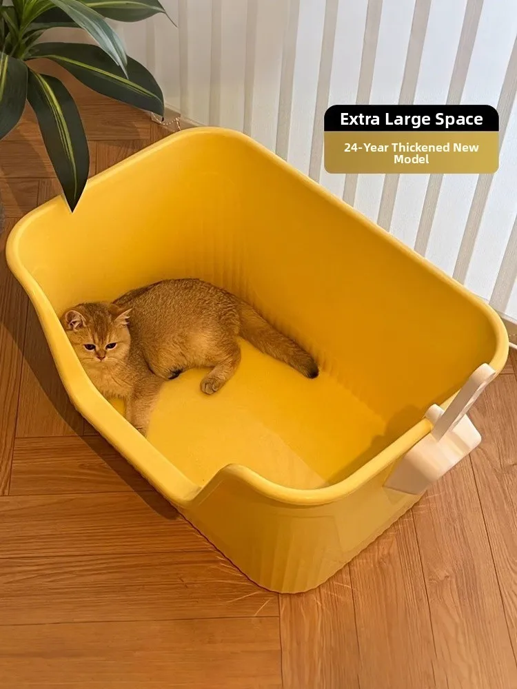 

Очень большой лоток для кошек с открытым верхом, защита от разбрызгивания, специальный размер, лоток-туалет, унитаз для кошек