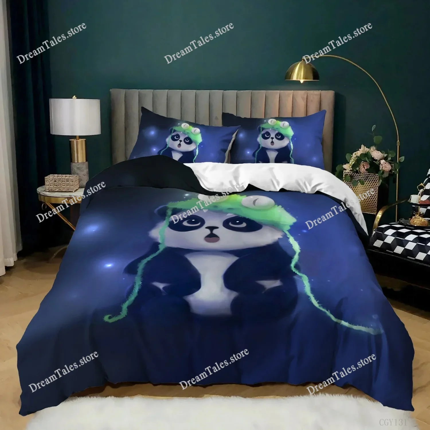 

Panda Bedding Set for Boys Girls Cute Cartoon Giant Panda Duvet Cover Set King Queen Size Yellow Soft Polyester Quilt Cover