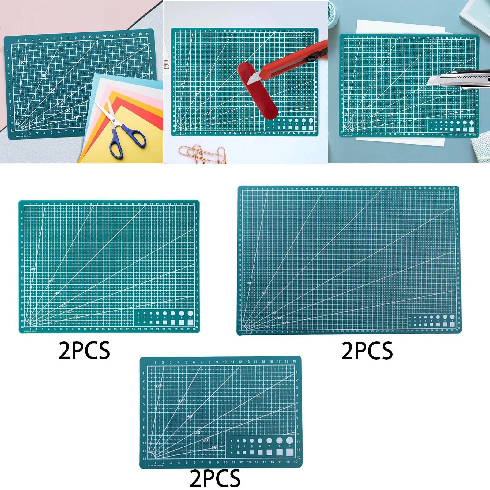 2x naaimatten gerasterde snijplanken multifunctionele snijpads snijmatten dubbelzijdig voor ambachten knutselen kleermakers volwassenen