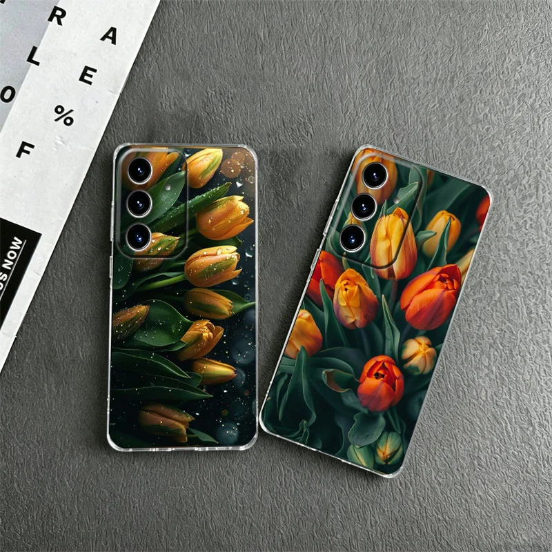 Blooming Vibrant Tulip Phone Case for Samsung A53 A52S A33 A32 A32 A22 A13 A12 Galaxy A04E A03S Core A02S A50S A51 A71 A73 A72 M
