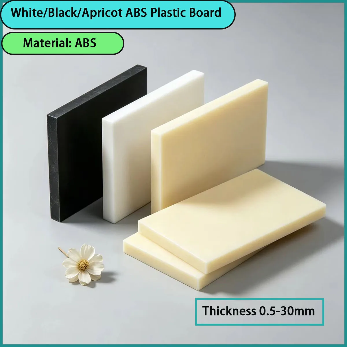 0.5-30mm thick white/black/apricot ABS plastic board for decoration, equipment lining, model making, etc