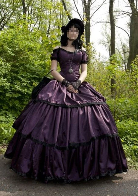 Historical Victorian Civil war Theater Southern Belle Purple ball gown 1860s victorian Rococo gothic steampunk princess dress AliExpress