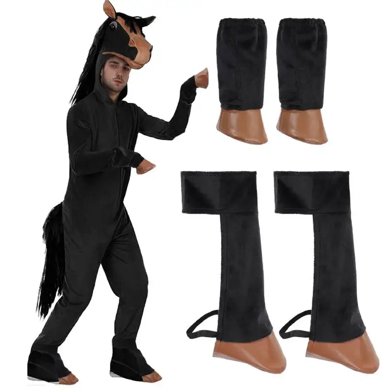 

WENAM Halloween Horse Hoof Hand Shoes Costume Accessories Set Animal Hooves Cosplay Gloves Shoes with Elastic Straps
