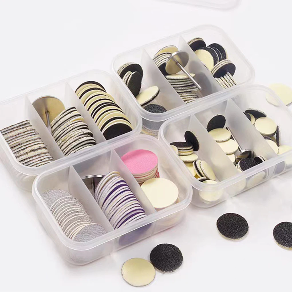 15/20/25mm 60pcs set Nail Shaping Tool Container Classified Storage For Foot Files And Pedicure Discs Dustproof