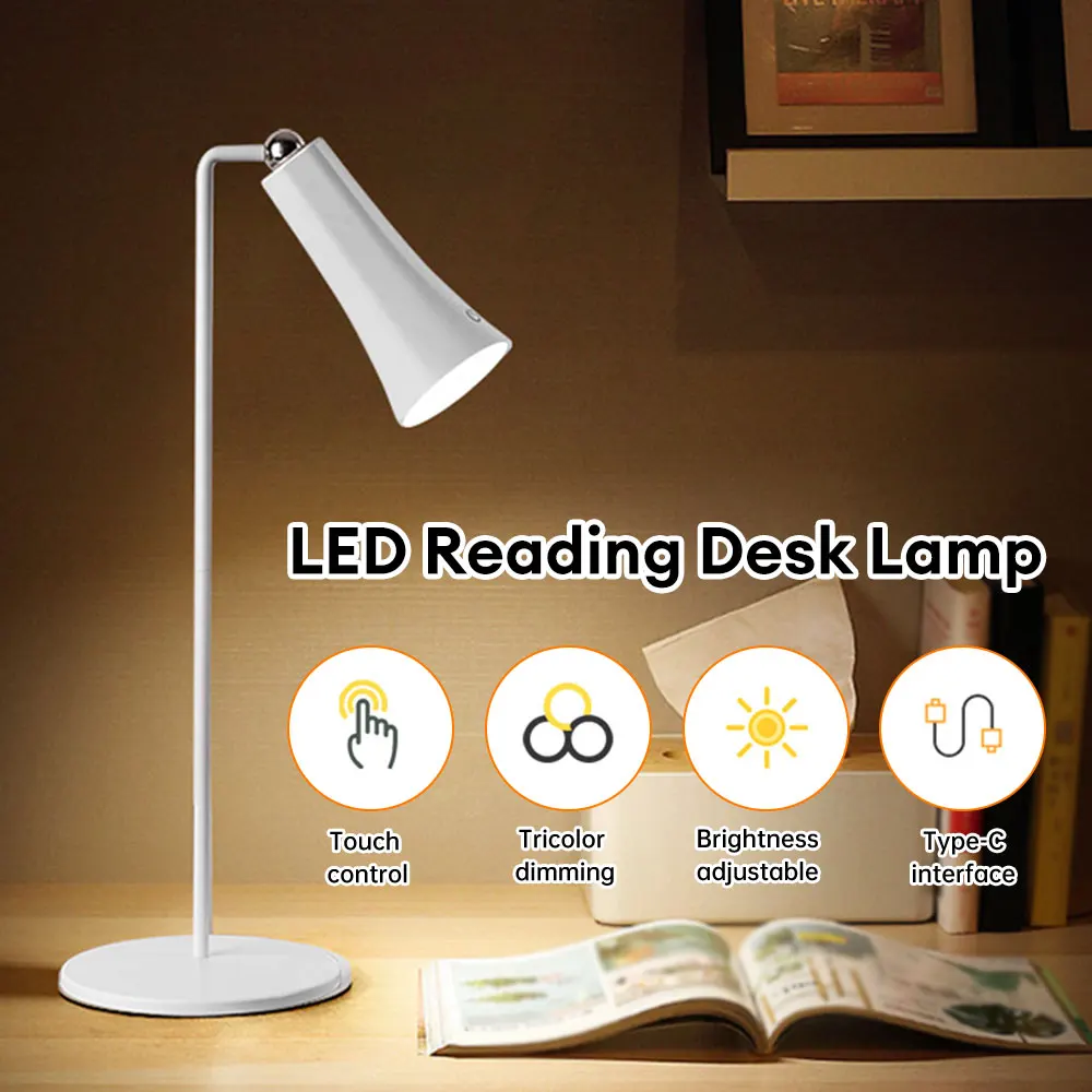 

Eye Protection Desk Lamp Dormitory Rechargeable Writing Reading Bedroom Bedside Lamp Dimmable Bedside Desk Lamp Night Light