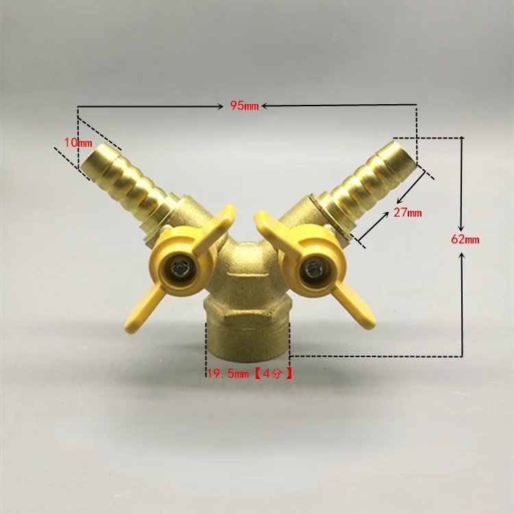 6 8 10 12mm Hose Barb Y Type Three 3 Way Brass Shut Off Ball Valve Pipe Fitting Connector Adapter For Fuel Gas Water Oil Air