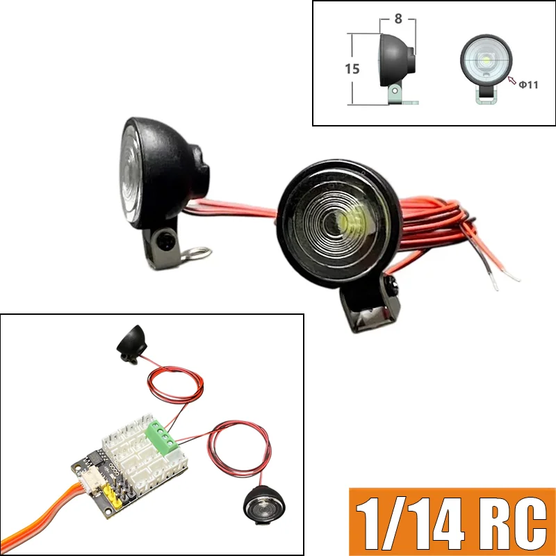 1/14 LED 3V Small Round Spotlight for 1/14 Tamiya RC Truck for SCANIA 770S R620 for VOLVO Arocs for MAN TGX Car