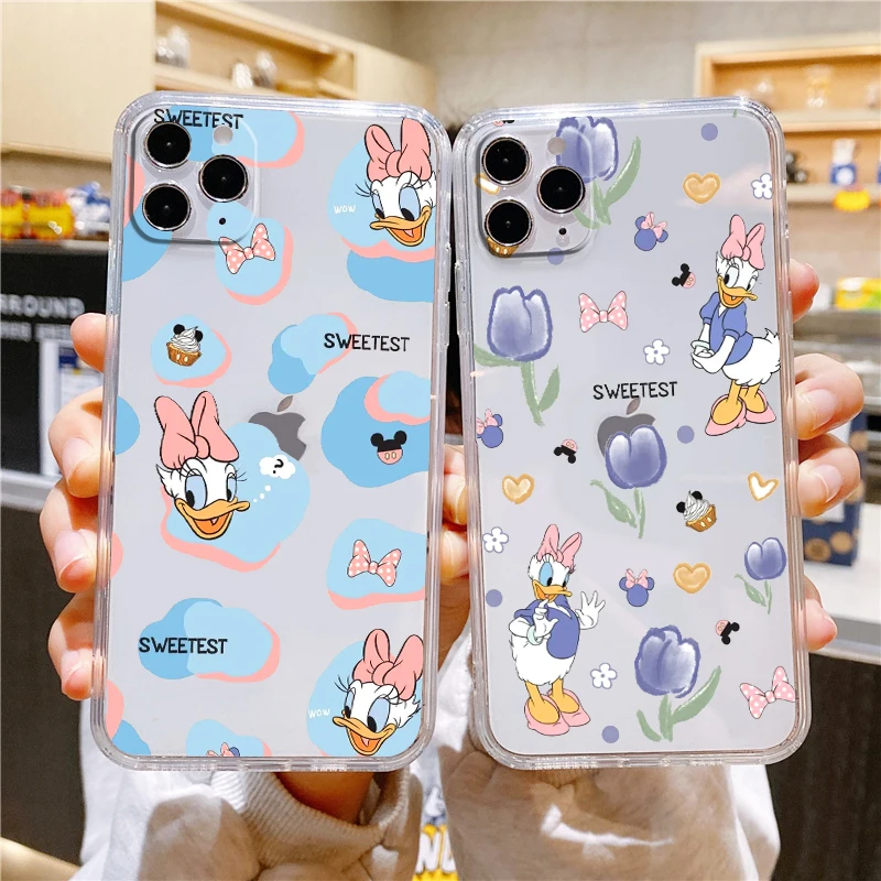 Disney Daisy Duck Cute Transparent Phone Case For Apple iPhone 14 13 12 11 Mini XS XR X Pro MAX 8 7 6 Plus SE 2020 Cover Capa