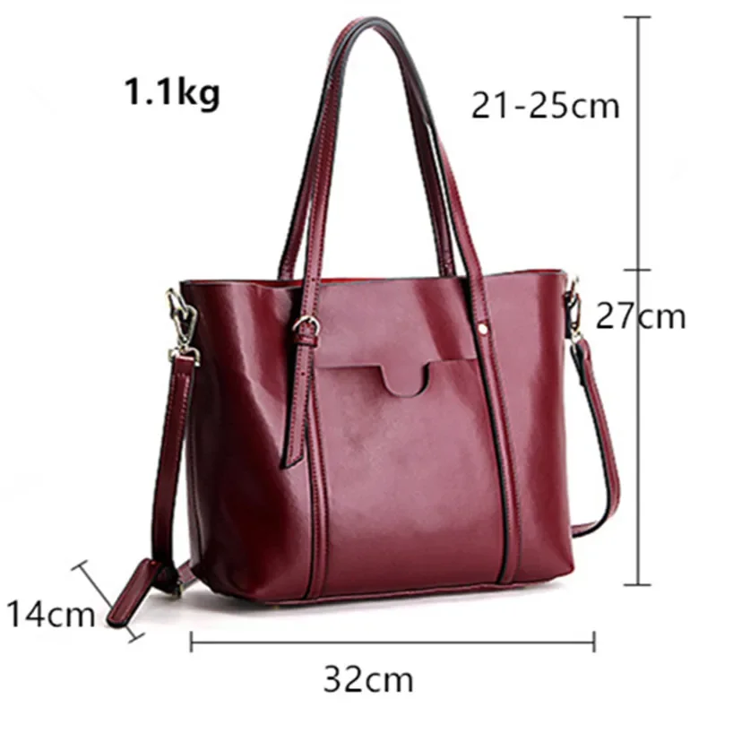 KUNDUI Brand Women High Capacity Handbags Girls Cowhide Shoulder Messenger Bag Ms Genuine Leather Slanting Across Packages Bags