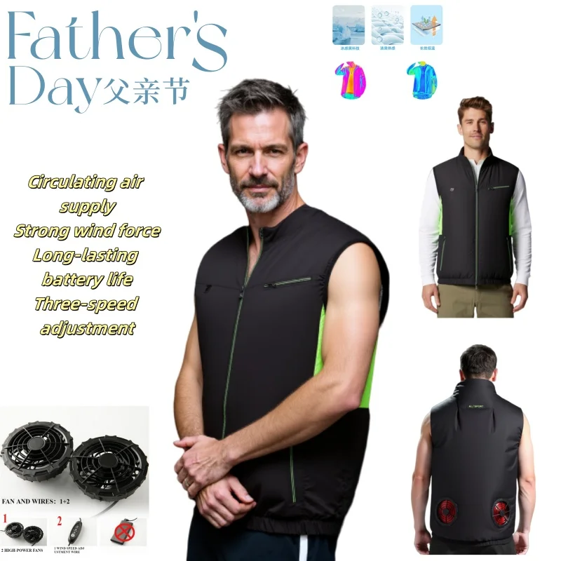 

COMXZ Men Cooling Work Vest with Fan USB Rechargeable Outdoor Construction Labor Air Conditioner Clothing Summer Sun Protection