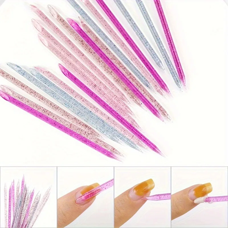 Nagelhautschieber für Nagelkunst, wiederverwendbar, doppelseitiger Kristallstab, professionelles Werkzeug zur Nagelhautentfernung, Maniküre-Nagelzubehör – Detail 4