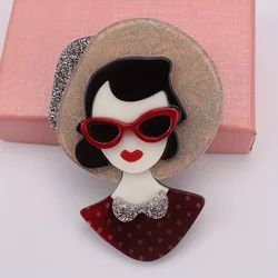 handmade fashion accessories acrylic cartoon women portrait brooches popular clothing bag accessories