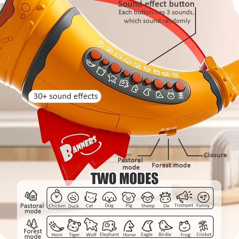 Bambini Breathing Trainer Horn 30 Animal Simulation Call fischietto elettronico formazione di interazione genitore-figlio giocattoli di capacità polmonare