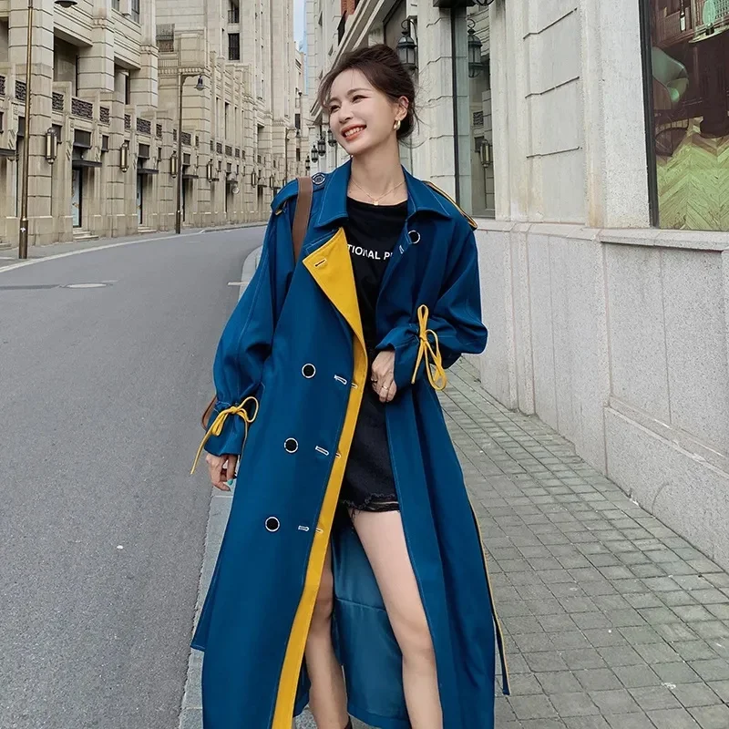 

Windbreaker Women's 2023 Spring Autumn Season New Mid length Waist Wrap Show Slim and Small Figure British Style Coat Coat Coat