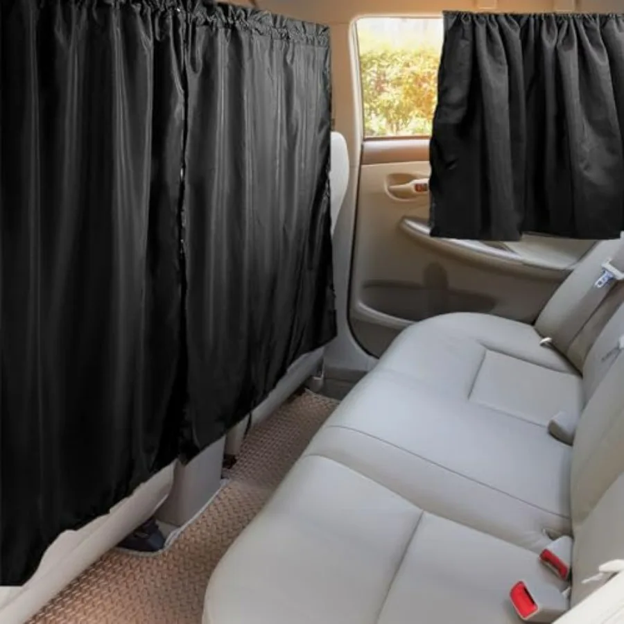 Lager Double Layer Thickened Car Curtains Set, 98% Light Blocking Car Window Shades Covers, 2 Side Window Covers, 1 Divider Cur