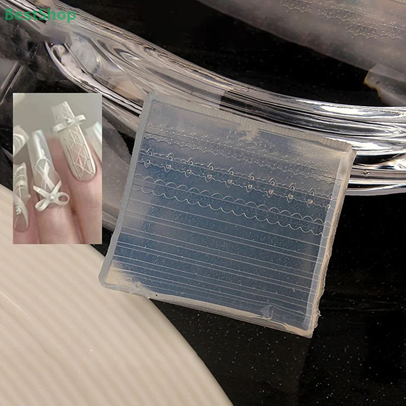 💦 Forma silikonowa 3D do zdobienia paznokci, wzór kokardki i koronki, do samodzielnego tworzenia dekoracji paznokci, przezroczysty szablon do manicure