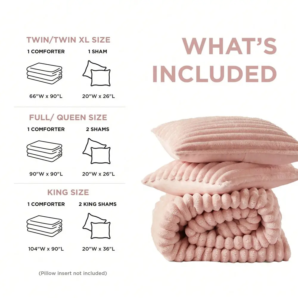 

Ribbed 2 3 Pieces CordTextured Bedding Comforter Set,Plush 300 Gsm Fabric For Weighty Durability And Softness Comforter Sets,2