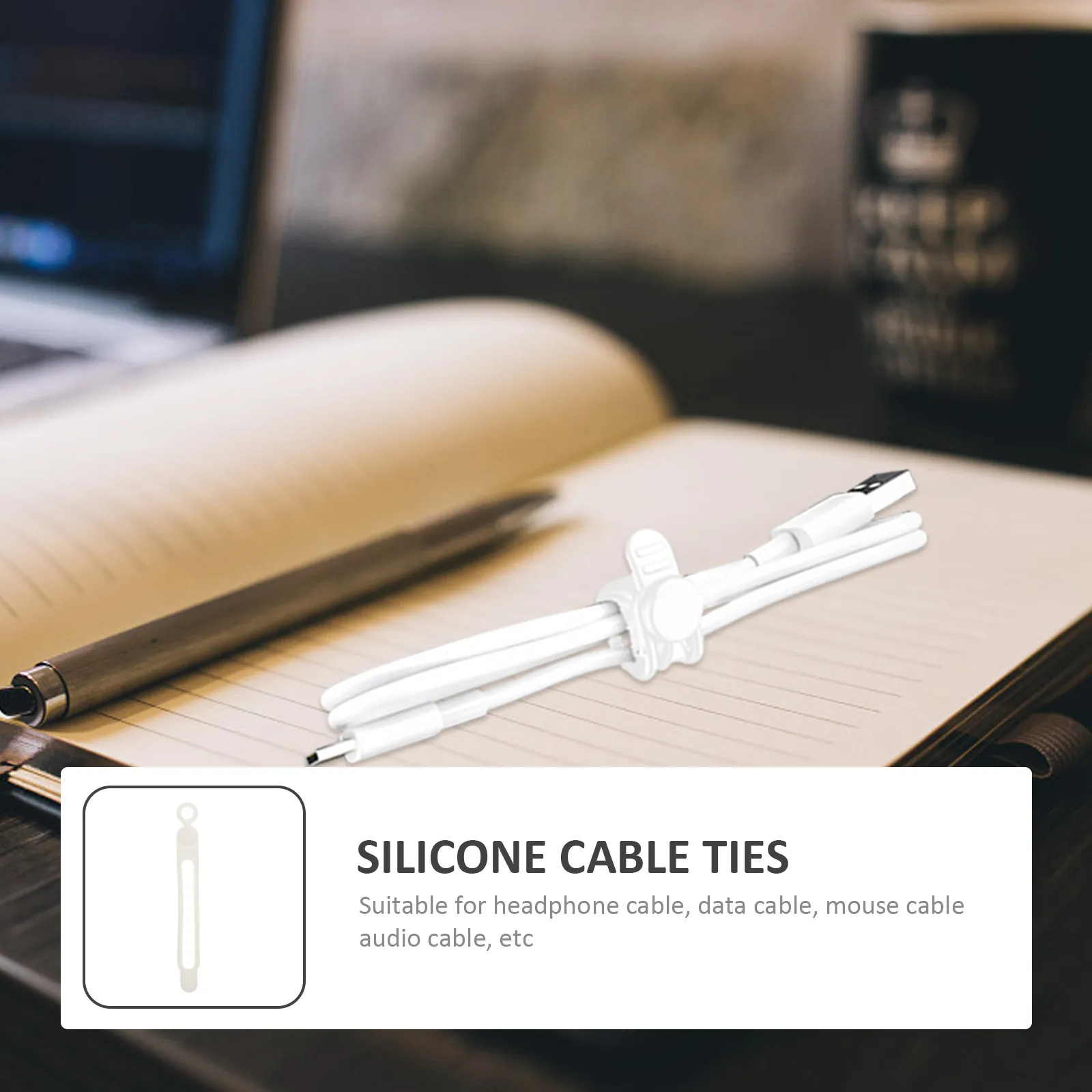 16 Pcs Wire Organizer Office Desks Cord Ties for Electronics Covers Silicone Cable Laptop