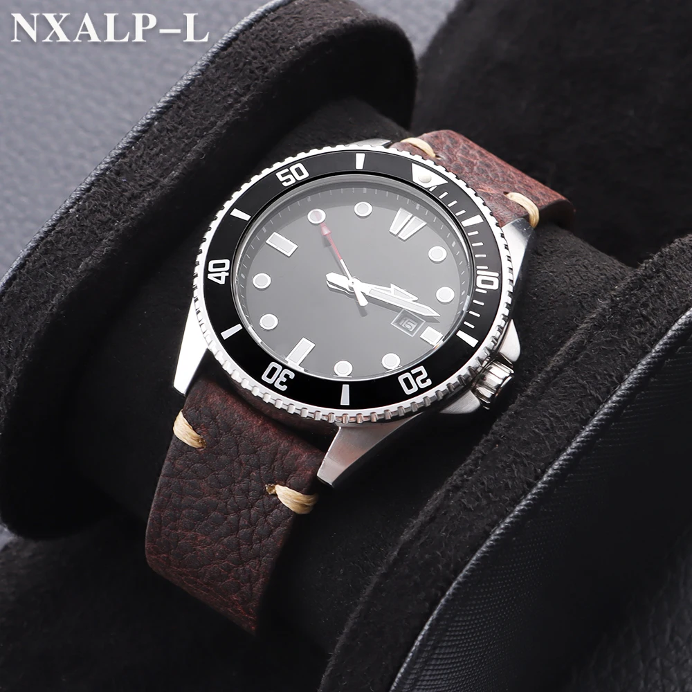 Handmade Genuine Leather Watch Strap Old Brown 18mm 20mm 22mm Butterfly Buckle Vintage Bracelet First Layer Cowhide Watch Band