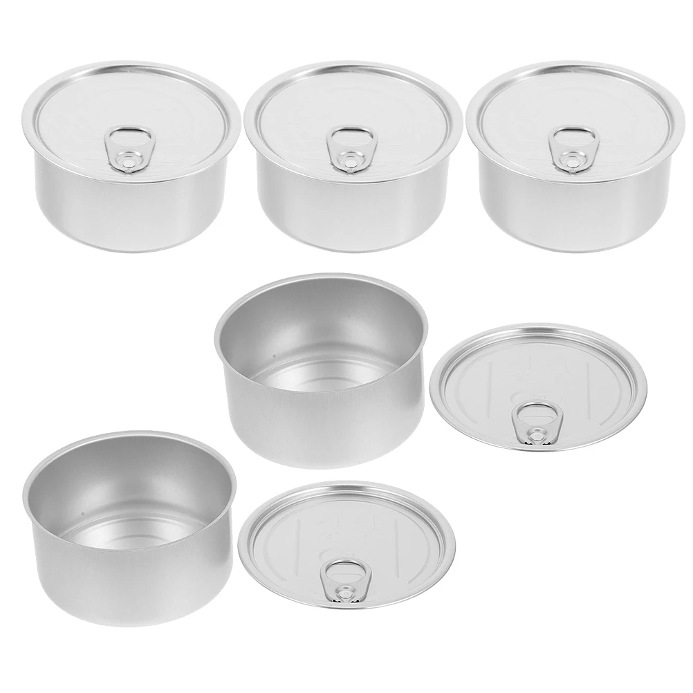

5 Pcs Round Food Containers Sealed Cans Desktop Coffee Canister Refillable Airtight Tin
