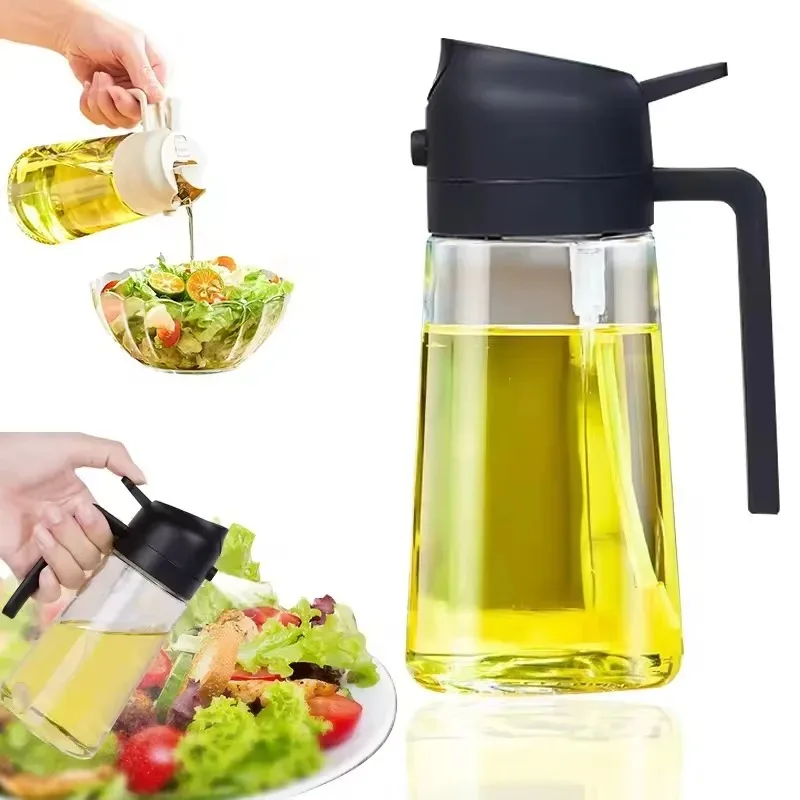 2 in1 Oil Spray Bottle Kitchen Olives Fryer Air Spray Oil Sprayer Dispenser Polisher Kitchen 500ml Sprayer Baking Camping