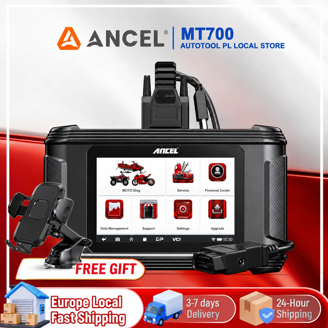 Image of ANCEL MT700 OBD2 Motorrad-Diagnosegerät 35+ Reset-Funktionen Vollsystem-Scanner Öl-Reset ABS-Entlüftung ECU-Codierung Aktiver Test für Motorräder